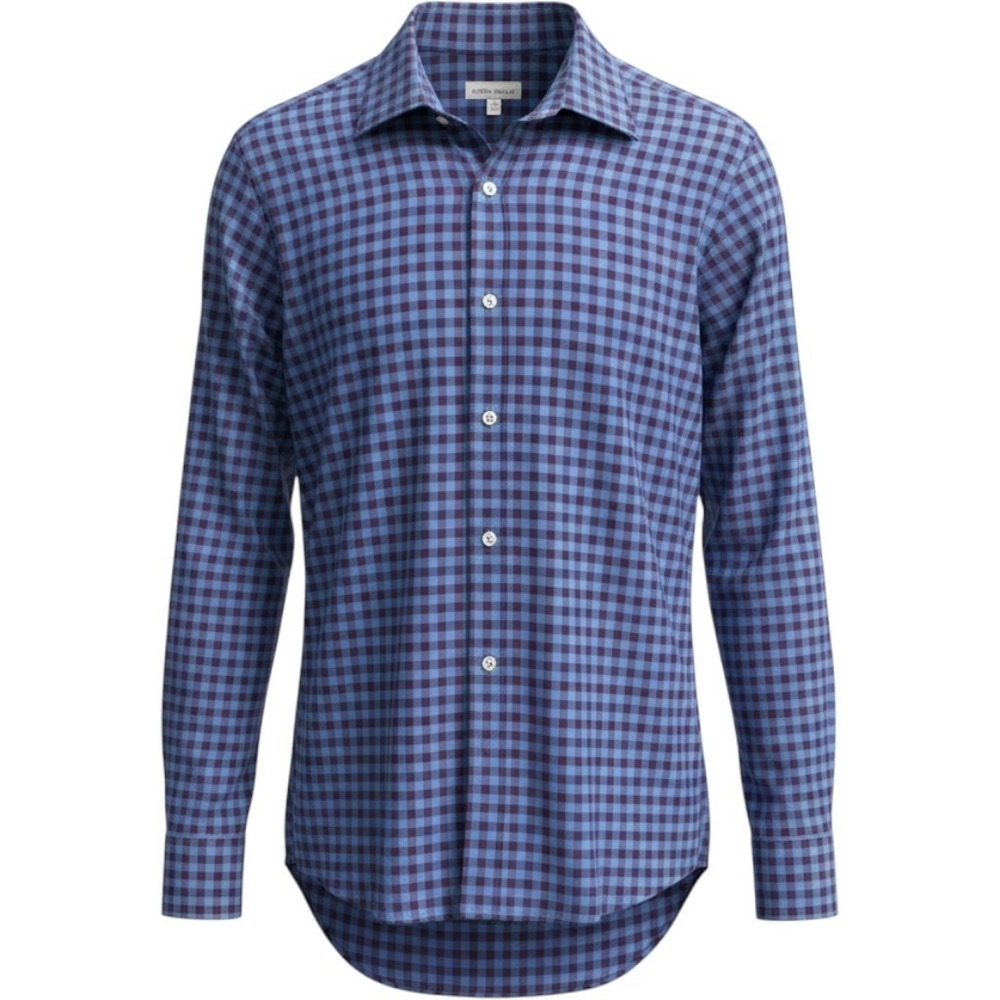 Peter Millar Mens Gingham Check Golf Sport Shirt Blue XL MF21W29CSL